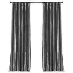 Cheapest ✨ Half Price Drapes Graphite Blackout Faux Silk Taffeta Curtain Single Panel, 50"x96" 💯