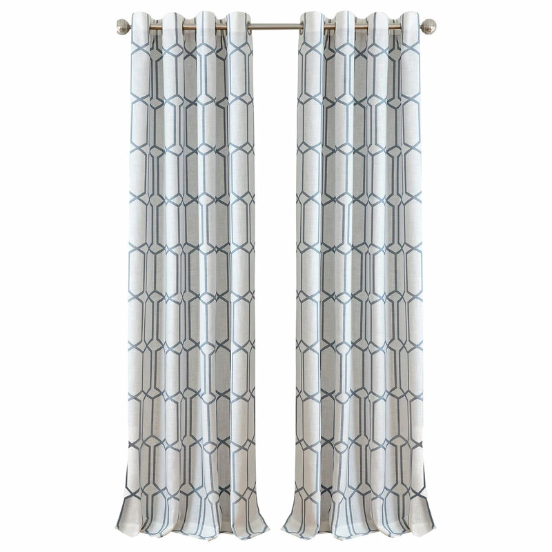 Deals π Elrene Home Fashions Kaiden Geometric Room Darkening Window Curtain, Blue, 52 In. X 95 In. π
