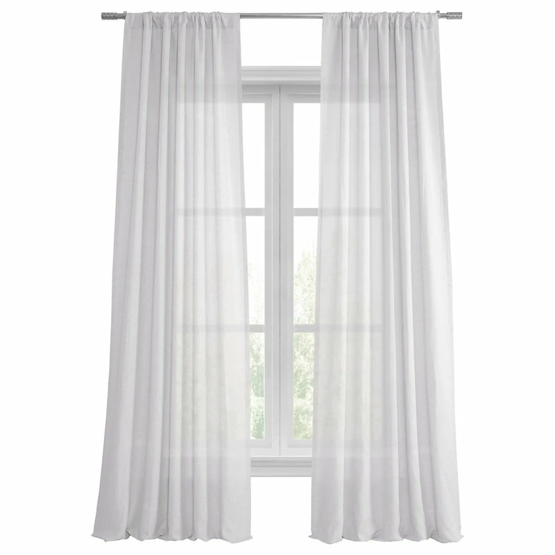 Hot Sale π Half Price Drapes Purity White Linen Sheer Curtain Single Panel, 50"x96" π