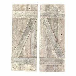 New ๐ HomeRoots 16" Wood Window Shutters With Hanger In White/Gray (Set Of 2) ๐