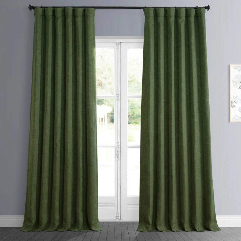 Cheap π Exclusive Fabrics & Furnishings, LLC Faux Linen Room Darkening Curtain Single Panel, Tuscany Green, 50"x108" π - Image 2