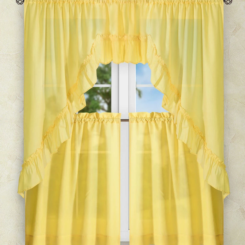 Best reviews of π Ellis Curtain Stacey 60"x38" Ruffled Swag Curtain, Yellow π - Image 4