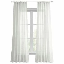 Best Pirce ⭐ Half Price Drapes Aruba White Striped Linen Sheer Curtain Single Panel, 50"x108" 👏
