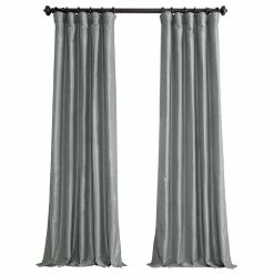 Buy 👍 Half Price Drapes Silver Vintage Textured FauxDupioni Silk Curtain Single Panel, 50"x96" 😍