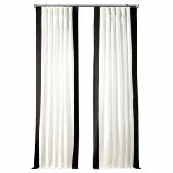 Promo ⭐ Half Price Drapes Vertical Colorblock Panama Single Panel Curtain, Black, 50"x84" 🔔