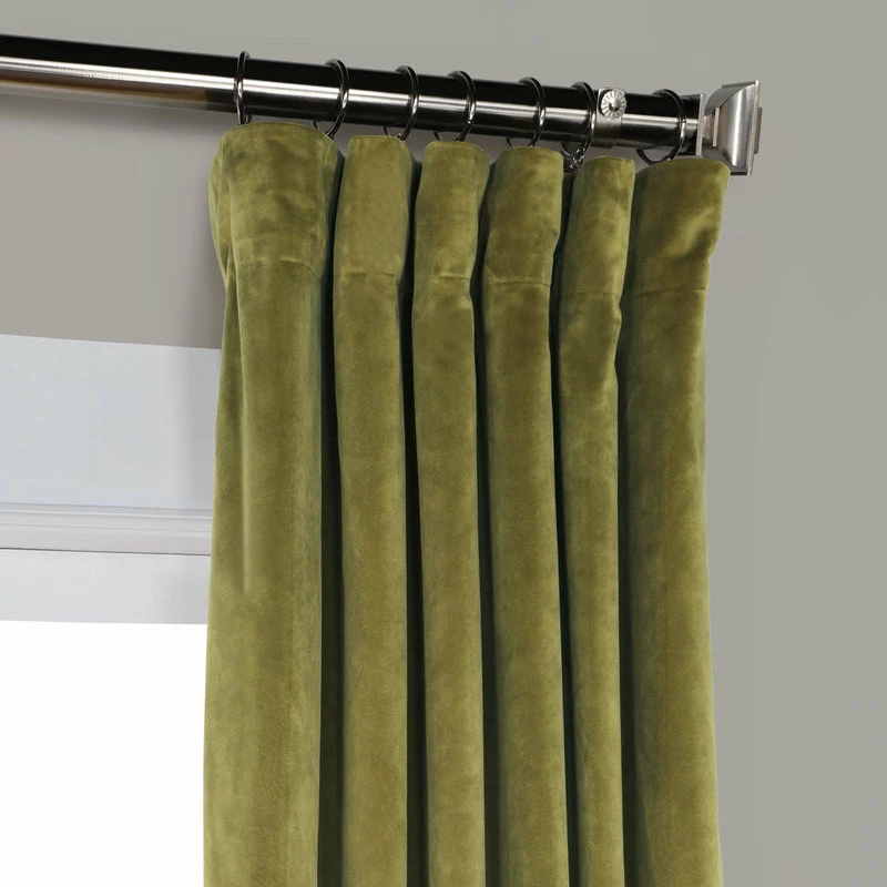 Buy โ๏ธ Half Price Drapes Heritage Plush Velvet Single Curtain, Single Panel, Retro Green, 50"x108" โ๏ธ - Image 3
