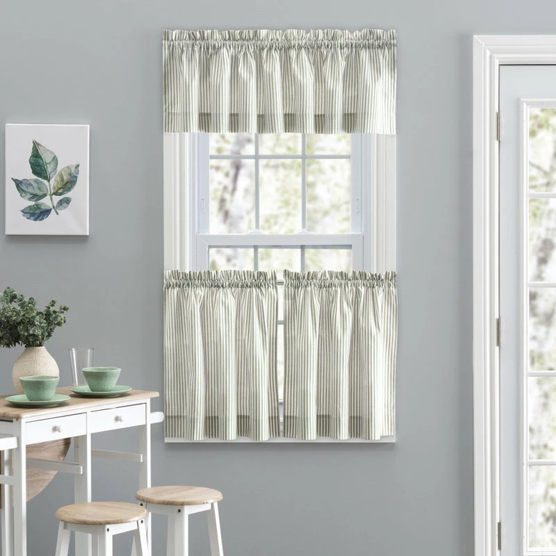 Deals π Ellis Curtain Plaza Stripe 58" X 15" Tailored Valance, Sage β - Image 3
