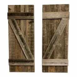 New ๐ HomeRoots 14" Wood Window Shutters With Hanger In Natural/Gray (Set Of 2) ๐ฏ