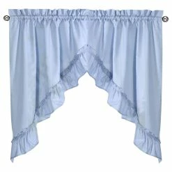Buy ✔️ Ellis Curtain Stacey 60"x38" Ruffled Swag Curtain, Slate 🛒