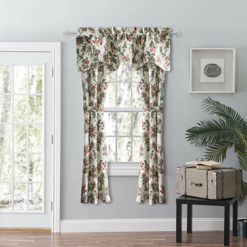 Flash Sale ๐ Ellis Curtain Madison Floral 58"x15" Lined Scallop Valance, Brick ๐ฏ - Image 3