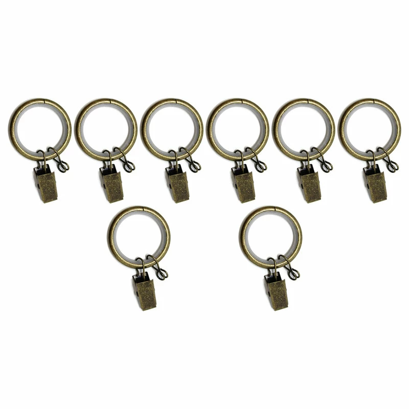 New π Urbanest 1 1/4" Nylon-insert Curtain Rings With Clips And Eyelets, Antique Brass π - Image 5