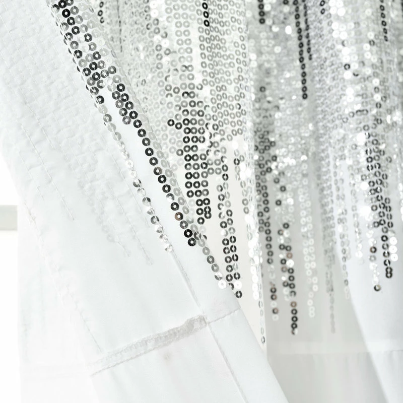 Outlet π Lush Decor Shimmer Sequins Window Panel Set, White/Black, 84"x42" π - Image 6