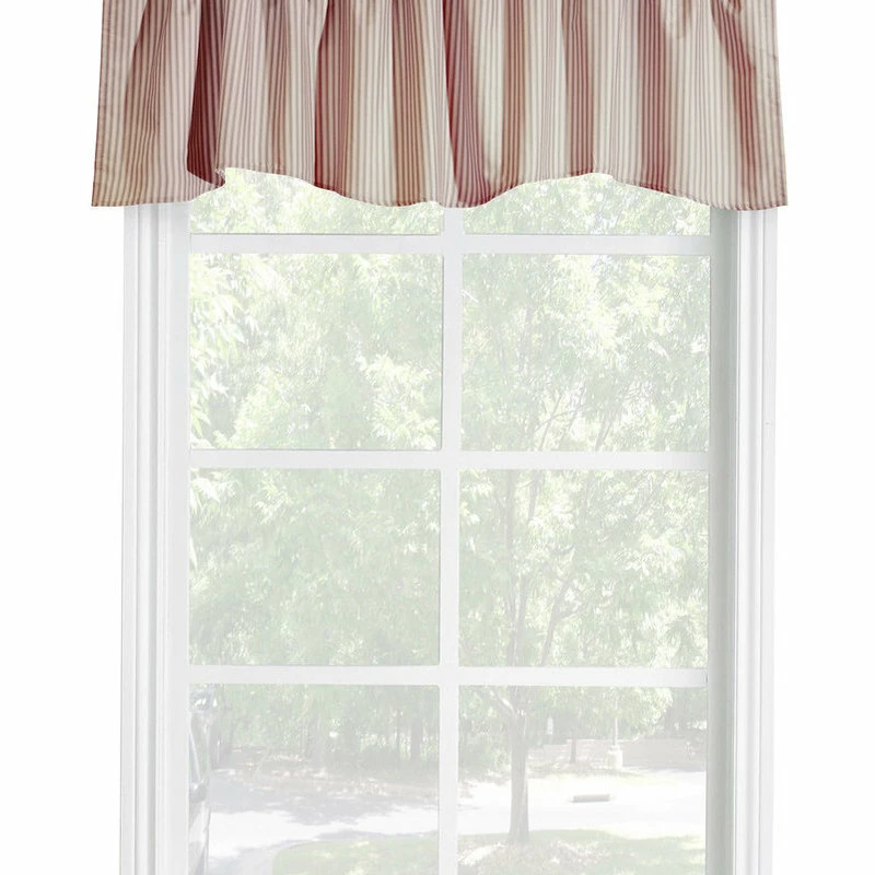 Outlet β¨ Commonwealth Home Fashions Ticking Stripe Pole Top Valance Flat 60 X 18 In Burgundy β€οΈ - Image 2