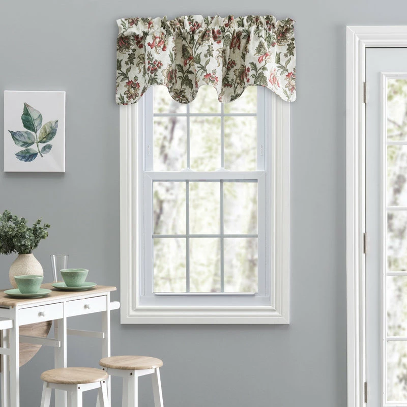 Flash Sale ๐ Ellis Curtain Madison Floral 58"x15" Lined Scallop Valance, Brick ๐ฏ - Image 2