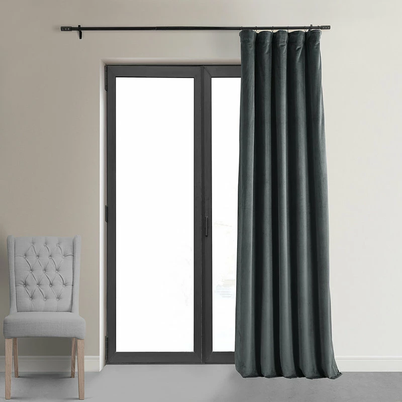 Brand new π Half Price Drapes Signature Natural Gray Blackout Velvet Curtain Single Panel, 50"x84" π - Image 3