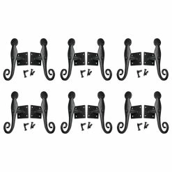 Deals ๐ Renovators Supply Manufacturing Black Shutter ๐ฆฎ Dog Rat Tail Hand Forged Iron Rustproof Finish Set Of 6 โ๏ธ