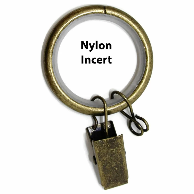 New π Urbanest 1 1/4" Nylon-insert Curtain Rings With Clips And Eyelets, Antique Brass π - Image 6