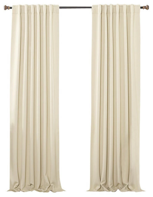 New π Best Home Fashion Back Tab Thermal Insulated Blackout Curtains, Set Of 2, Beige, 102" π