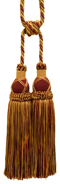 Coupon ⌛ DecoPro Beautiful Burgundy Red, Gold Curtain And Drapery Large Double Tassel Tieback / 1 👍