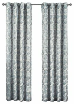 New 🤩 Royal Tradition Catalina 2PC Jacquard Grommet Curtains, Gray, 108"x108", Set Of 2 😀