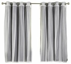 Coupon 💯 Best Home Fashion Gathered Tulle Sheer And Blackout 4-Piece Curtain Set, Black, 84" 🧨