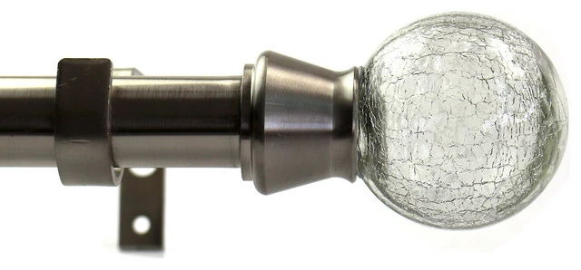 Hot Sale π Urbanest 1" Diameter Crackle Glass Single Drapery Curtain Rod, Brushed Steel, 48 π