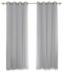 Best Pirce 🎁 Best Home Fashion Gathered Tulle Sheer And Blackout 4-Piece Curtain Set, Gray, 84" 👏